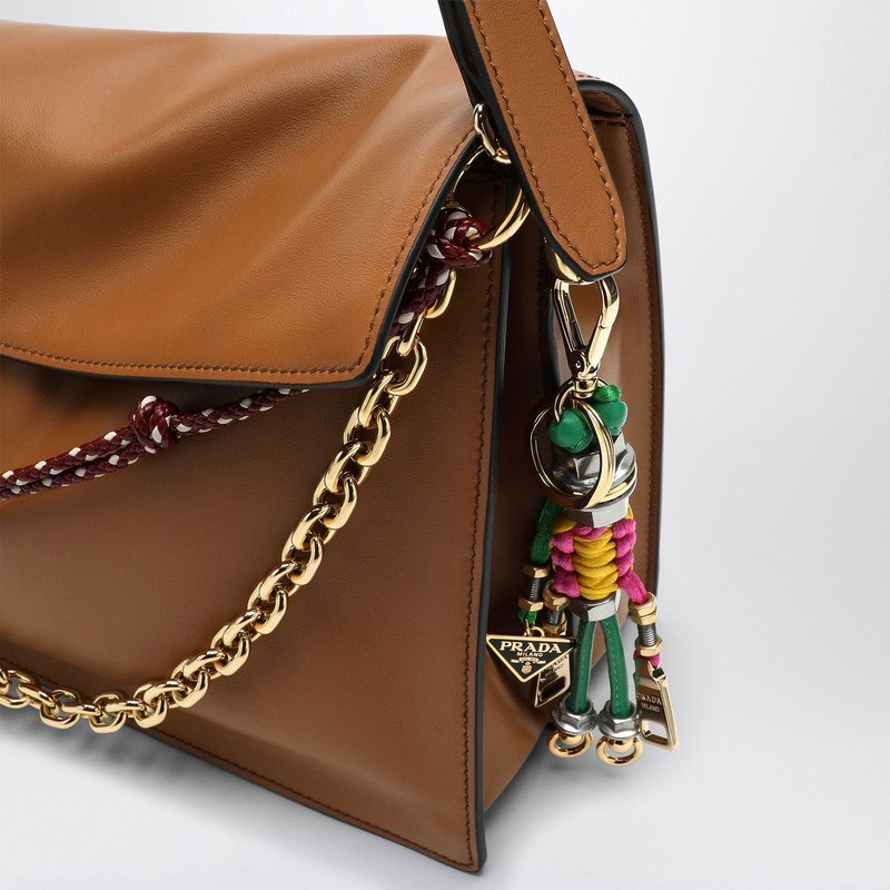 バッグ・カバンその他 Prada Prada Soft Sound large caramel leather bag with charms Caramel Prada Soft Sound large leather shoulder bag with