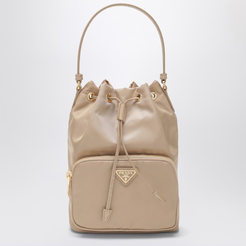 Prada Duet bucket bag in beige Re-Nylon