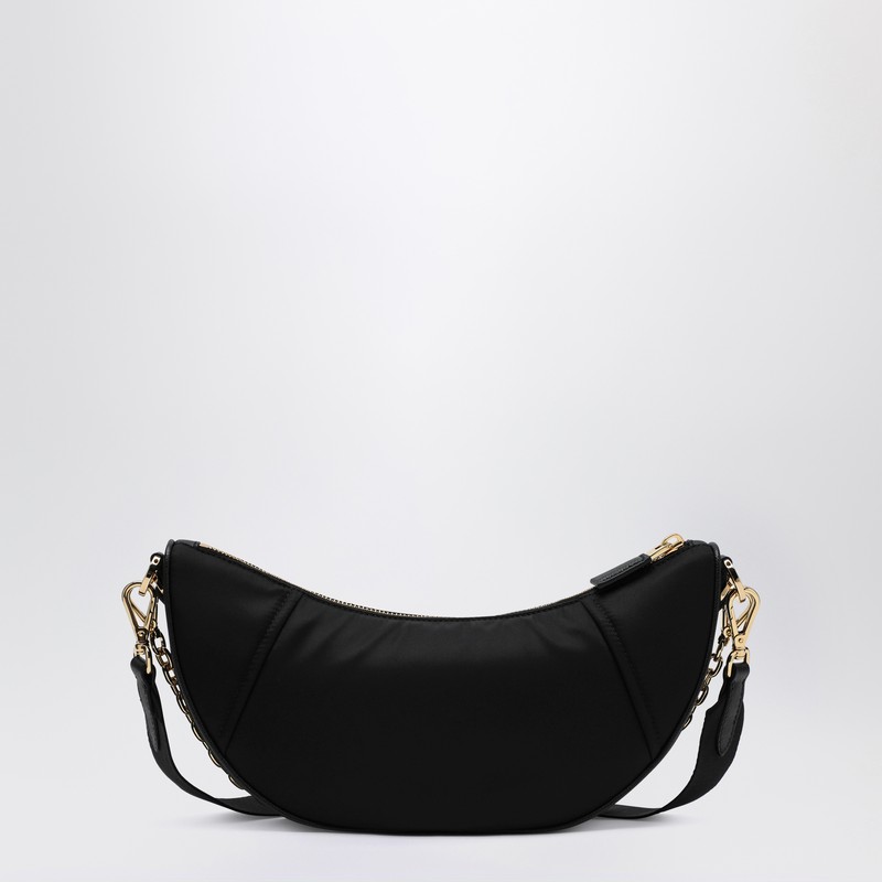 Prada Demi-lune Shoulder Bag In Re-nylon In Black