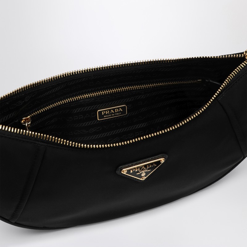 Prada Demi-lune Shoulder Bag In Re-nylon In Black