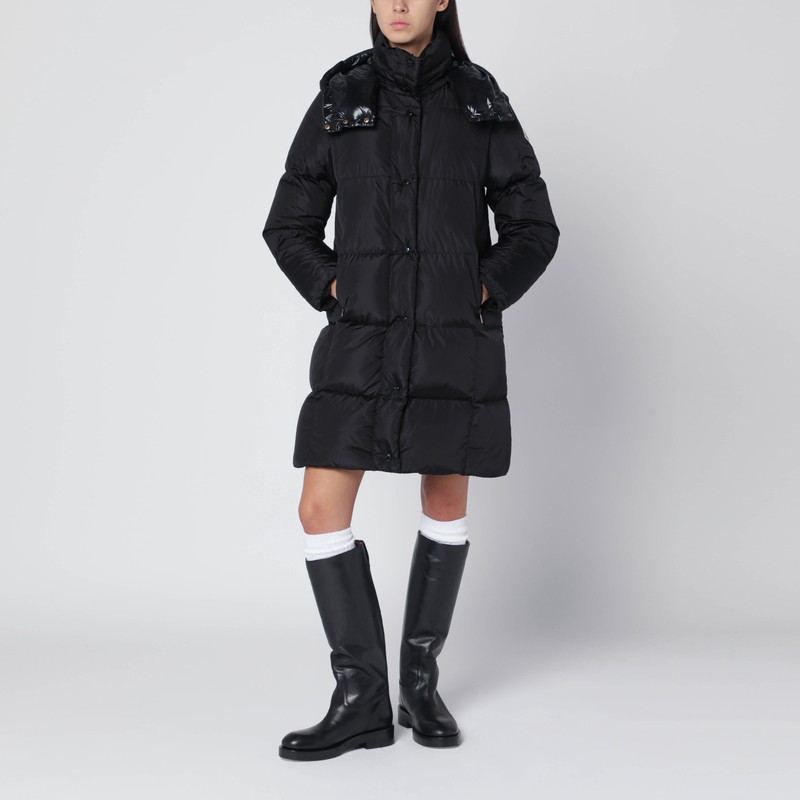 Litte long black quilted jacket