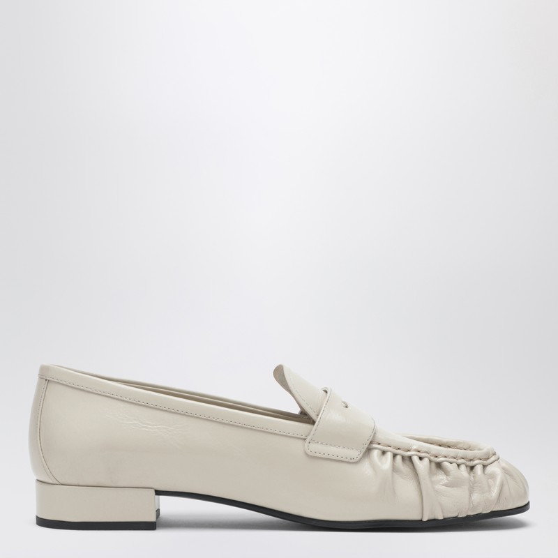 Ivory ruched loafer with logo