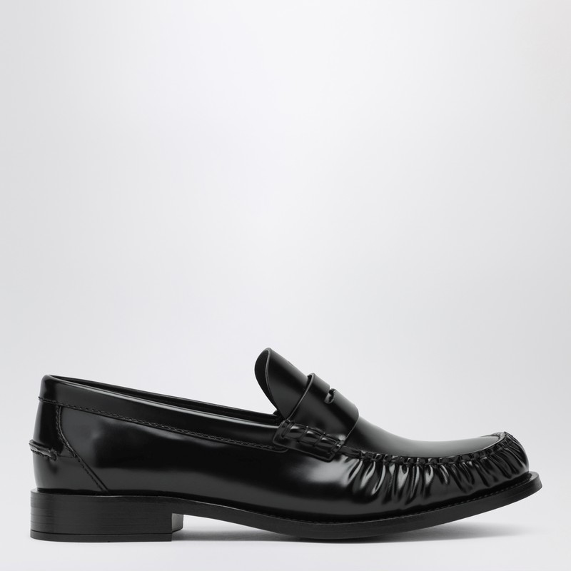 Black polished leather loafers