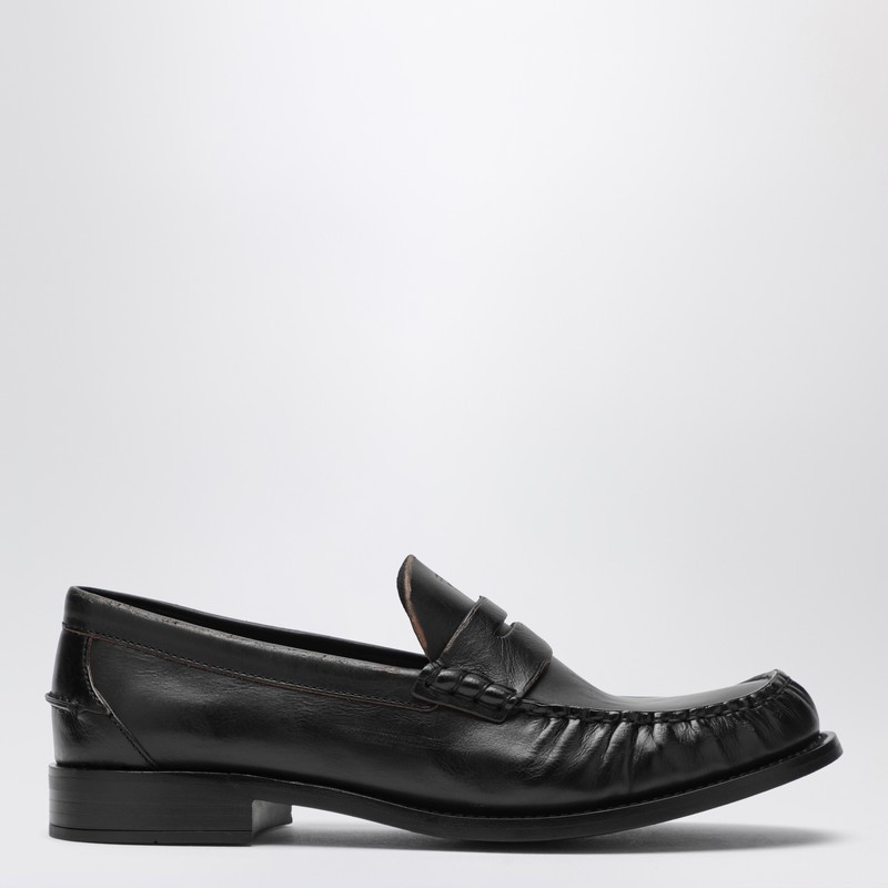 Black polished leather loafers