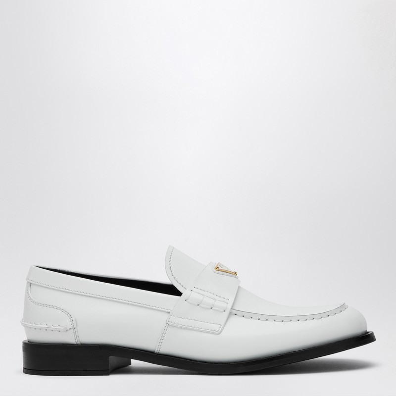 White brushed leather loafer