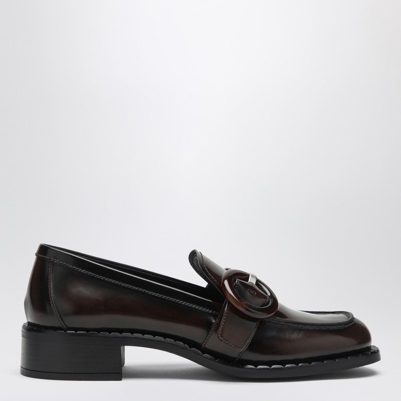 Brushed leather moccasins in Burnt color