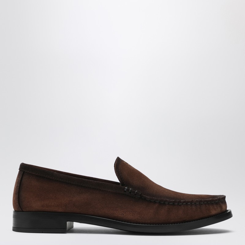 Brown suede leather loafers