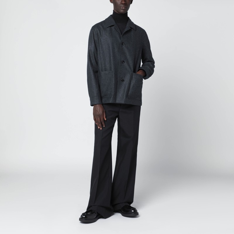 Zegna Wool Overshirt Long Sleeves In Gray