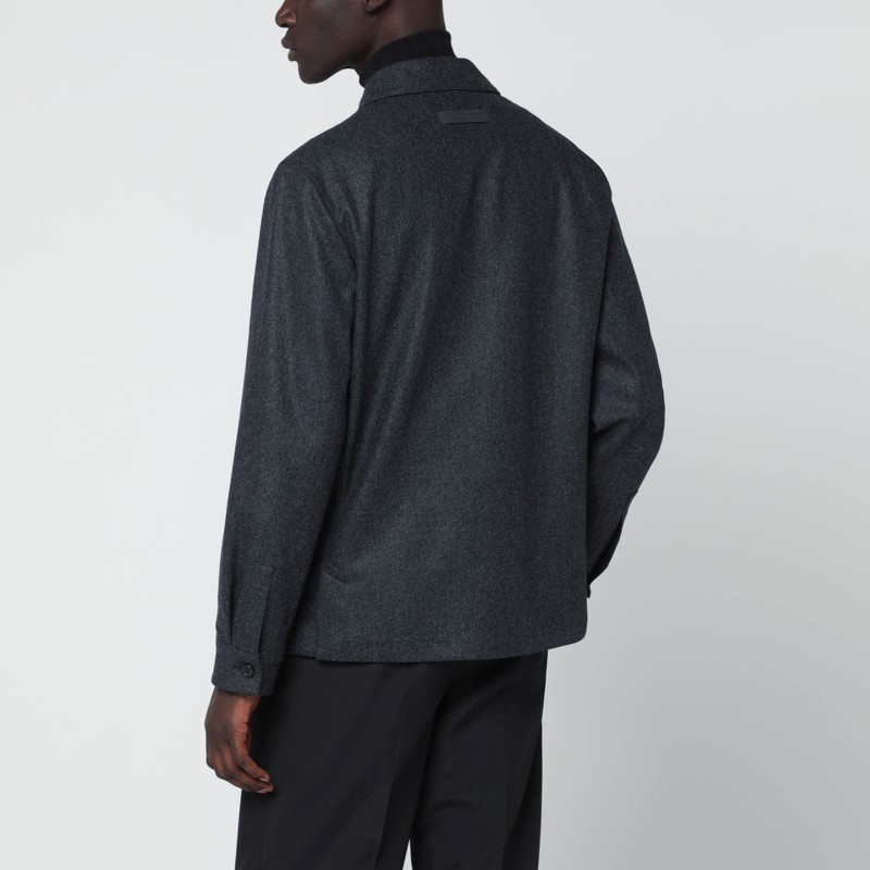 Zegna Wool Overshirt Long Sleeves In Gray