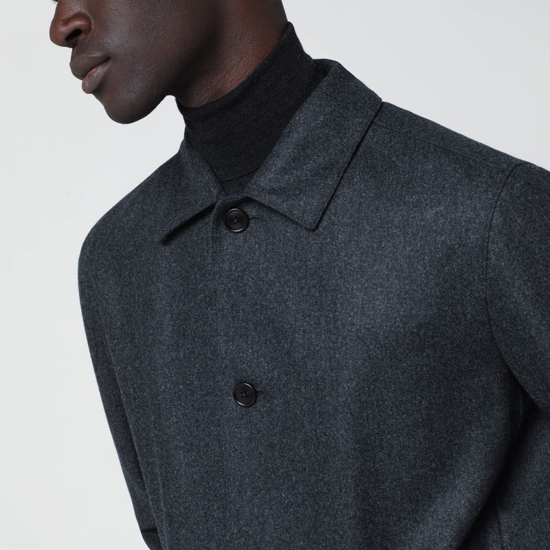 Zegna Wool Overshirt Long Sleeves In Gray
