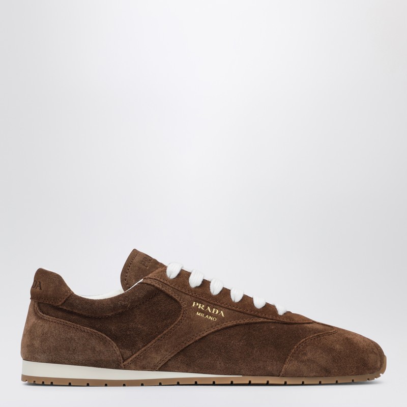 Cocoa-coloured sneakers in suede leather