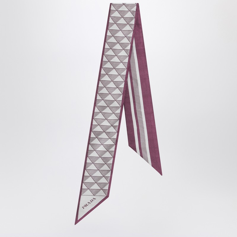 Mauve printed silk twill scarf