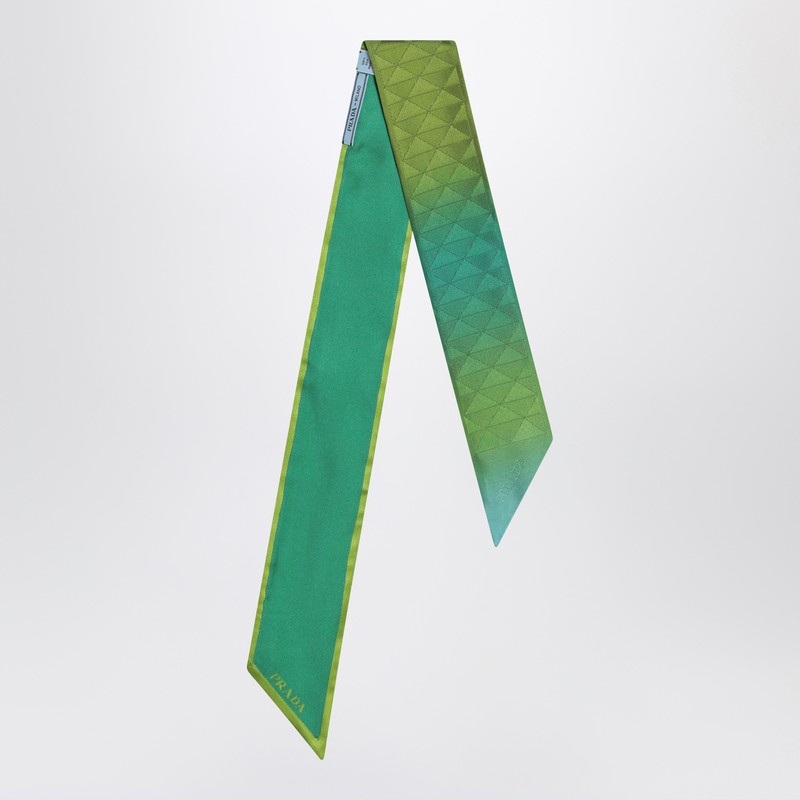 Lime coloured ribbon in silk twill