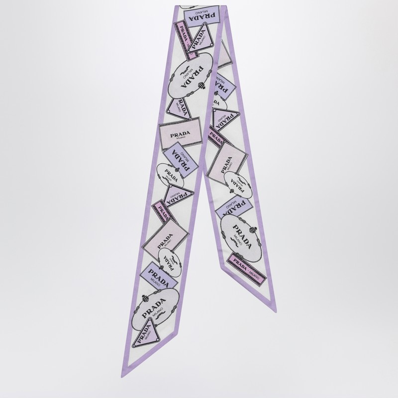 Lilac printed silk twill ribbon