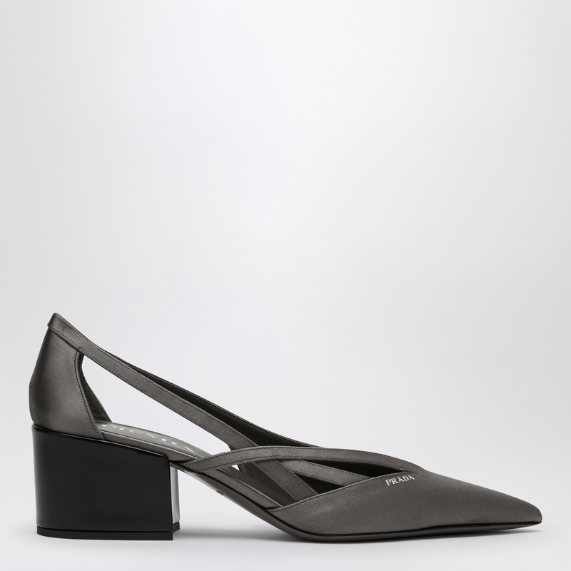 Slate grey satin décolleté with cut out