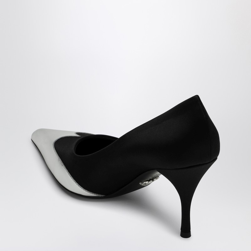 Prada Satin Pumps Two-tone Design Stiletto Heel In Black