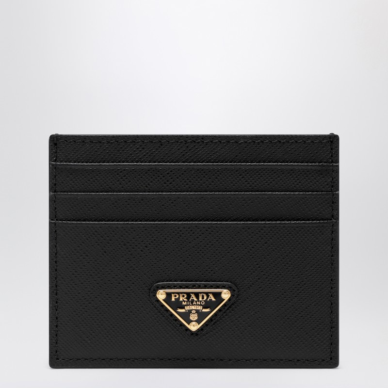 Black card holder in Saffiano