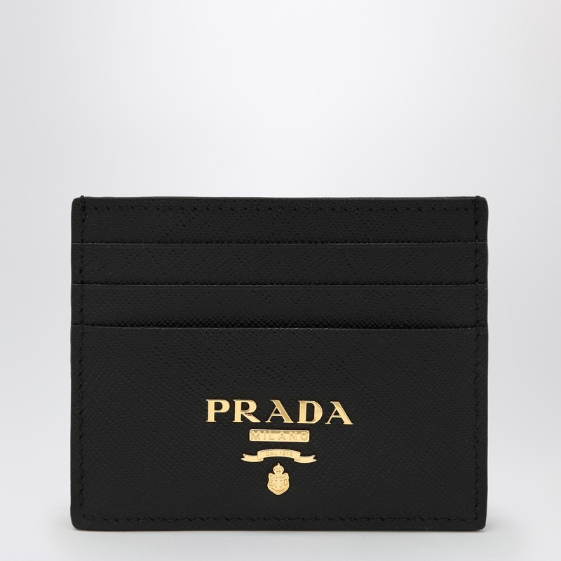 Black card holder in Saffiano