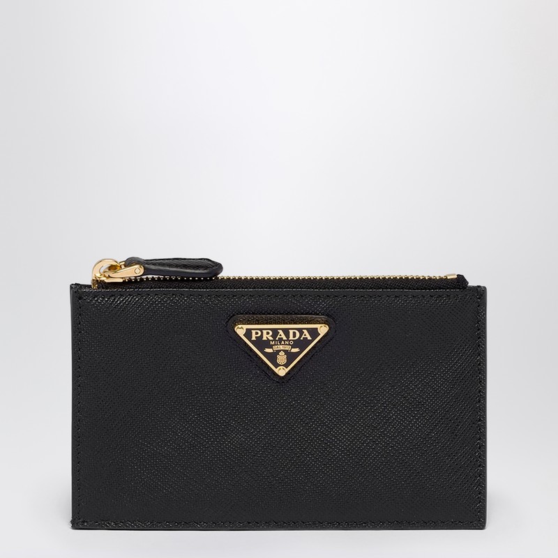 Black Saffiano zipped card case