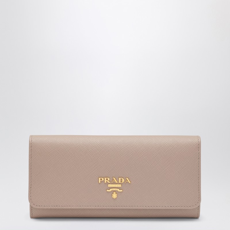 Saffiano wallet in powder pink and gold