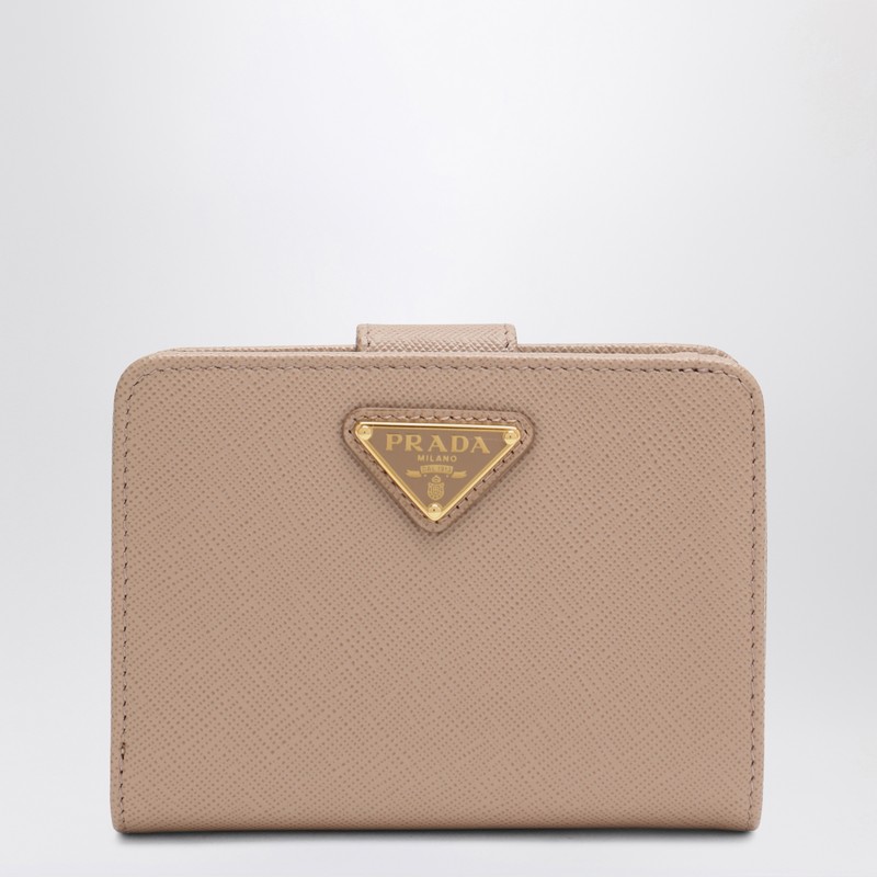 Powder Saffiano leather small continental wallet