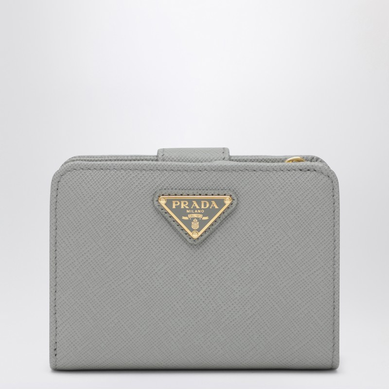 Small light grey Saffiano wallet