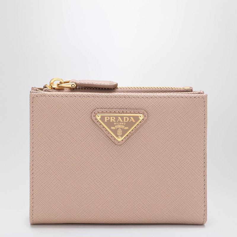 Powder pink Saffiano leather wallet