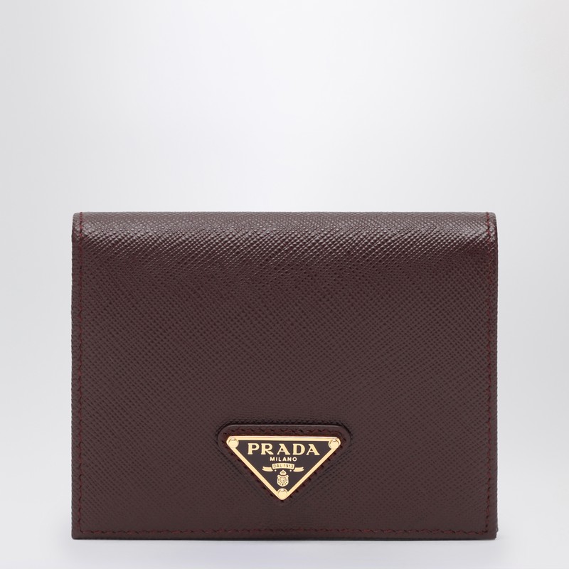 Burgundy Saffiano leather small wallet