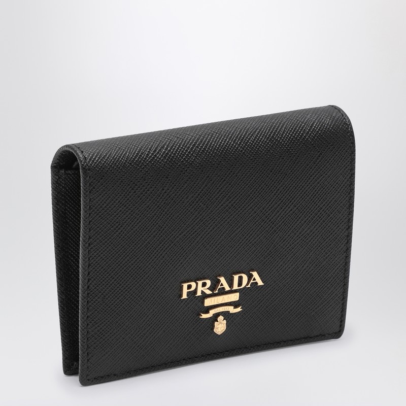 Prada Small Saffiano Leather Bi-fold Wallet In Black
