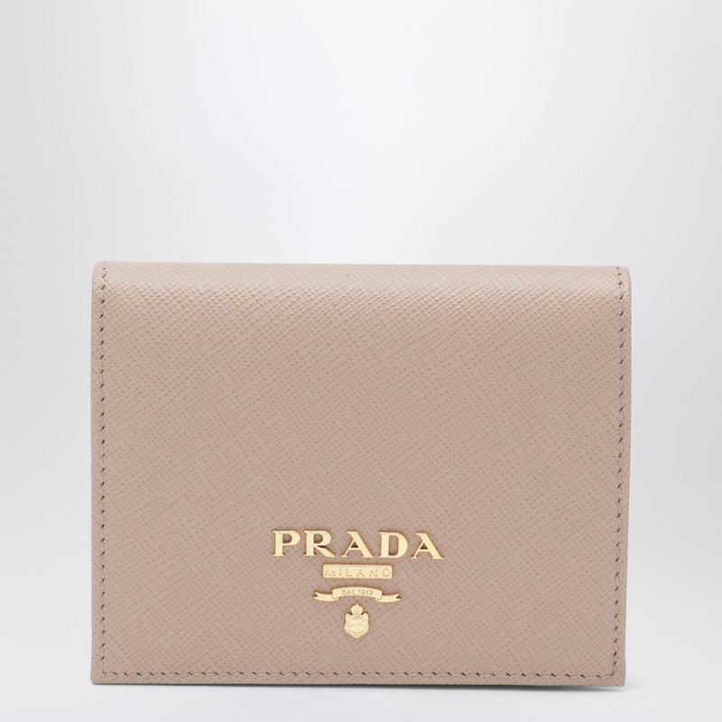 Small powder-pink Saffiano wallet