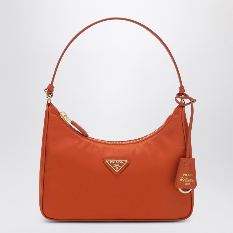Re-Edition 2005 mini bag in papaya-colored Re-Nylon and Saffiano leather