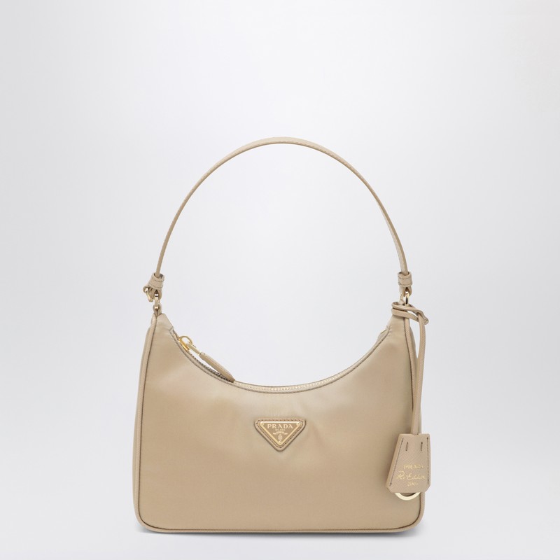 Mini Re-Edition 2005 bag in camel Re-Nylon and Saffiano