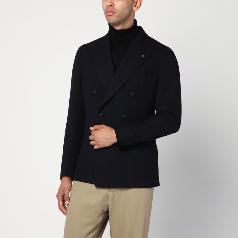 Blue double-breasted wool jacket