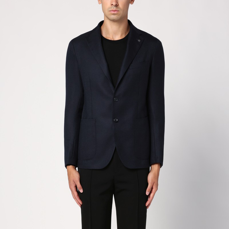 Blue single-breasted jacket in wool