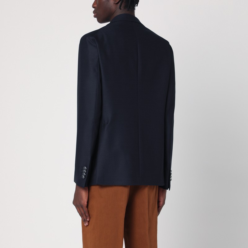 Tagliatore Single-breasted Virgin Wool Blazer With Notched Lapels In Blue