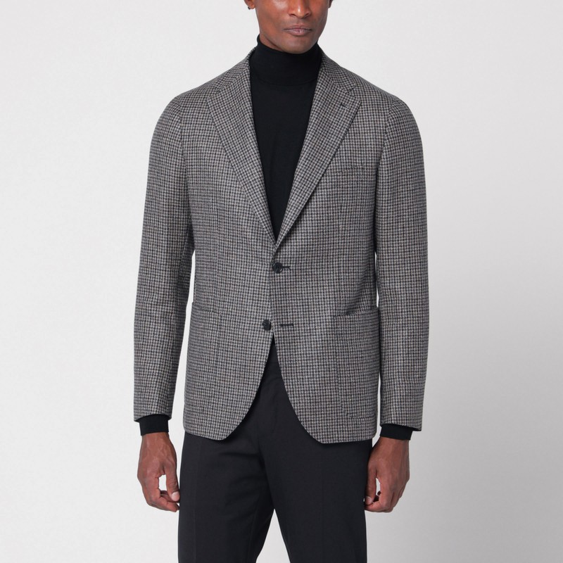 Grey houndstooth double-breasted jacket - Tagliatore - Modalova