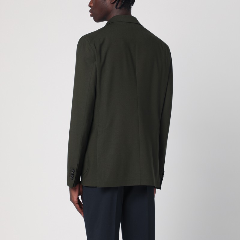 Tagliatore Single-breasted Green Jacket In Virgin Wool In Green
