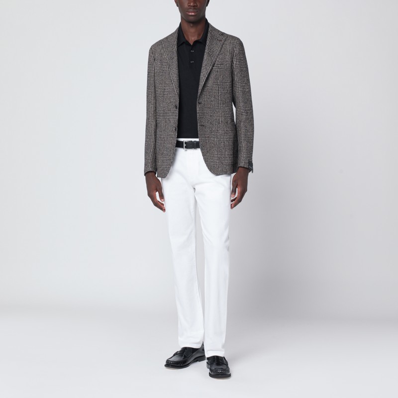 Tagliatore Prince Of Wales Check Jacket With Pockets In Gray