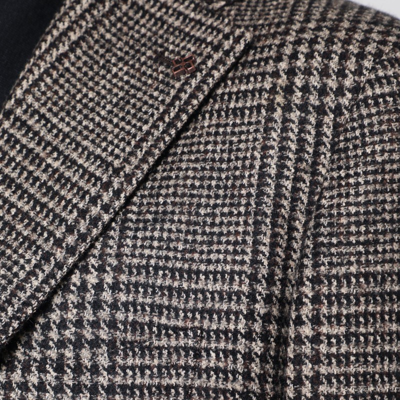 Tagliatore Prince Of Wales Check Jacket With Pockets In Gray