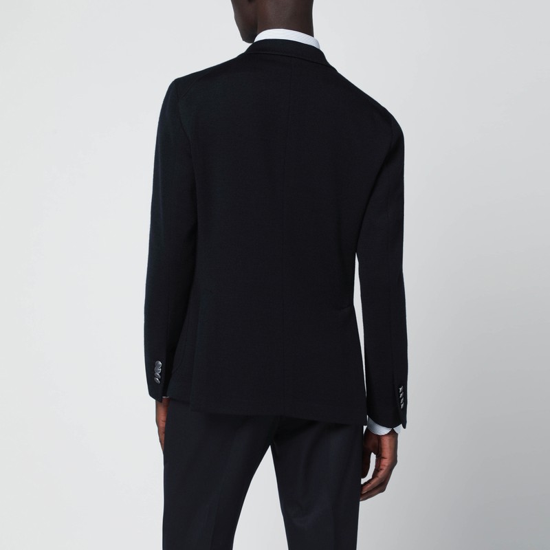 Tagliatore Blue Wool-blend Double-breasted Jacket In Black