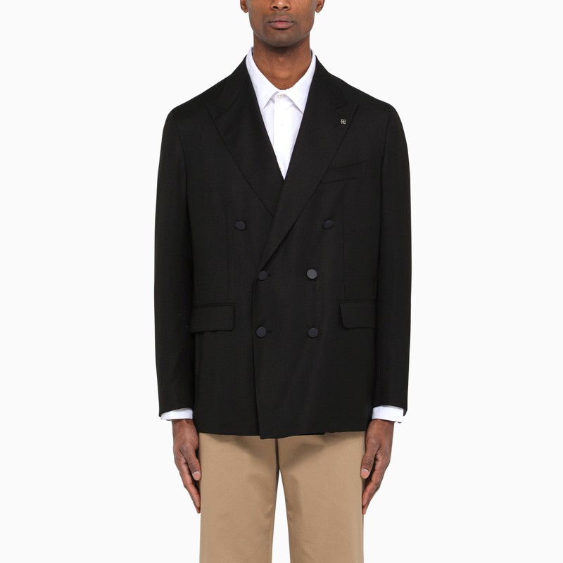 New York black wool double-breasted jacket