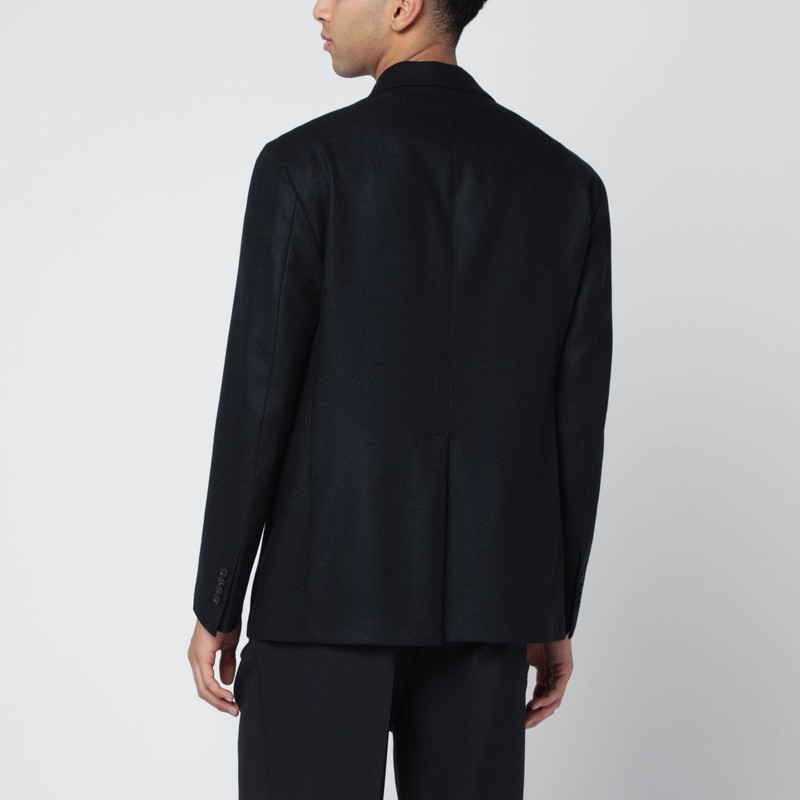 Tagliatore Blue Double-breasted Jacket In Wool And Cashmere In Blue