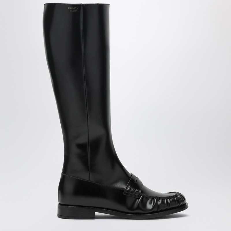 Penny boots in black glossy leather