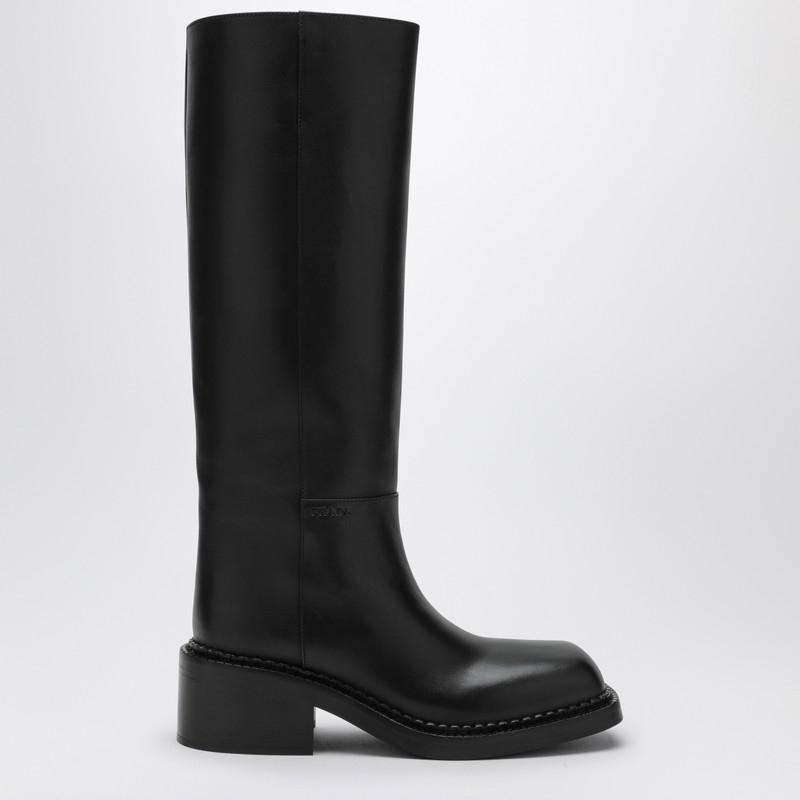 High black leather boot - Prada - Modalova