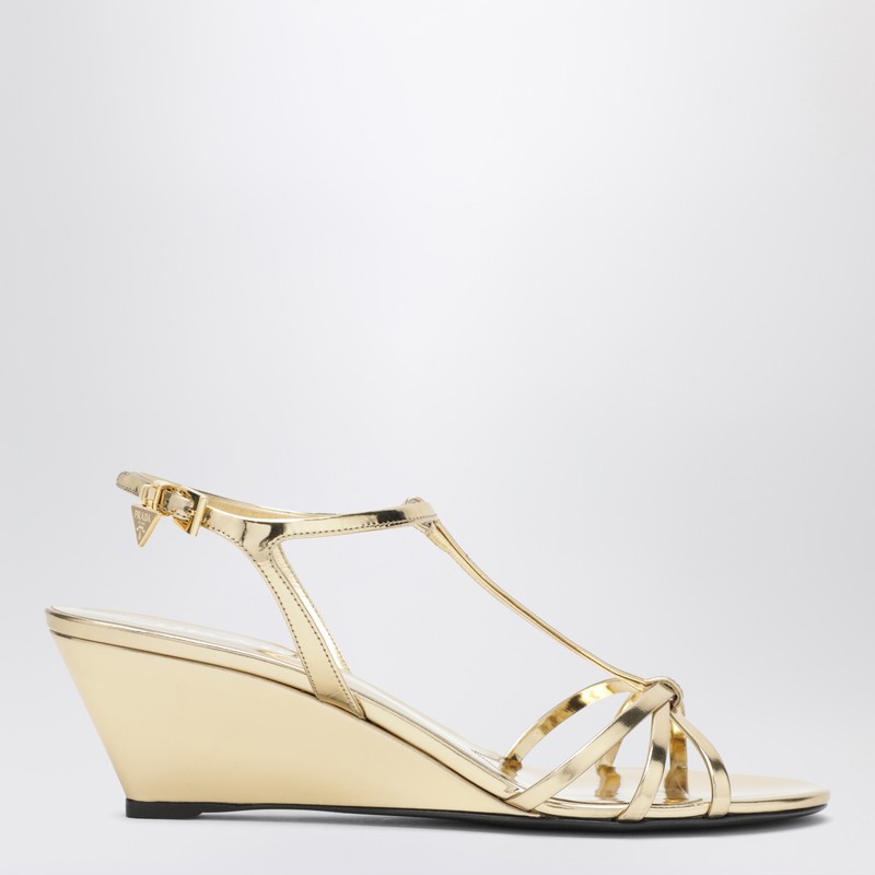 Platinum leather wedge sandals