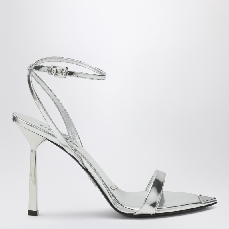 Silver metallic leather high sandals