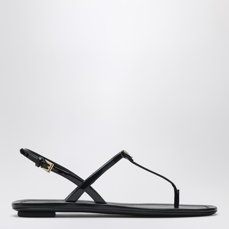 Black patent thong sandal