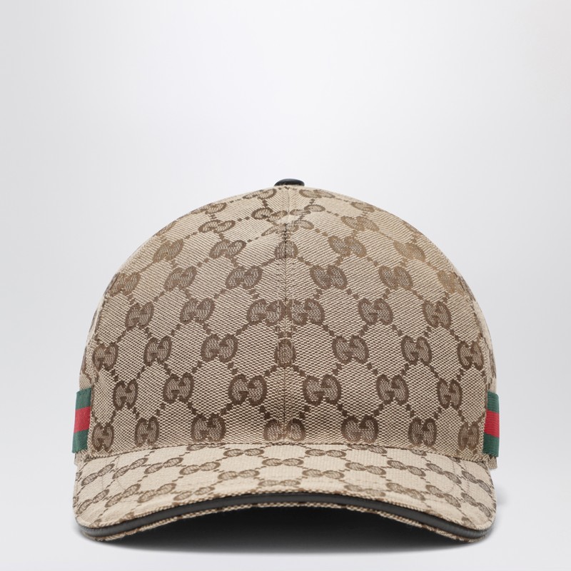 Beige baseball cap with GG pattern