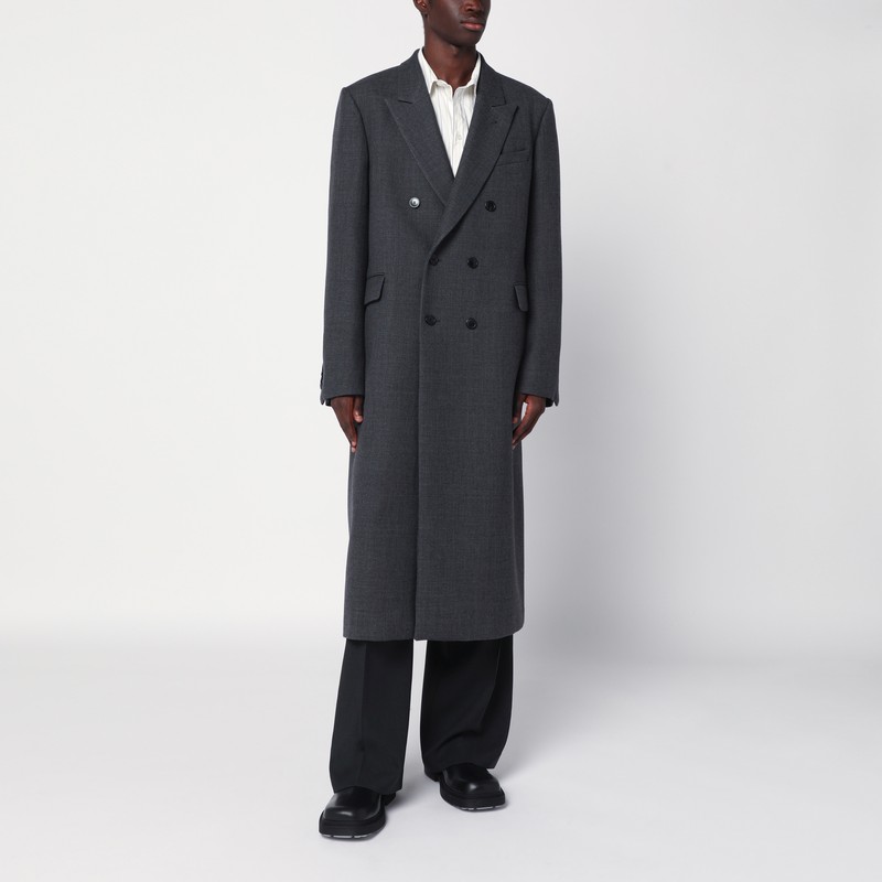 Grey double-breasted wool coat