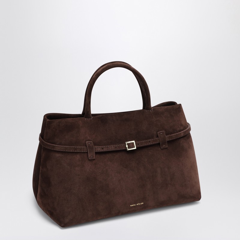 Manu Atelier Le Cambon 35 Dark Brown Suede Bag In Brown